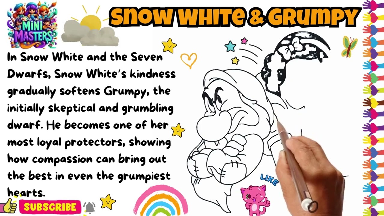 How to Draw Snow White & Grumpy | Disney Story for Kids