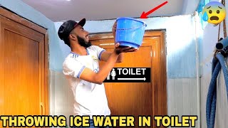 Throwing Ice Water In Public Toilet Prank ! || MOUZ PRANK