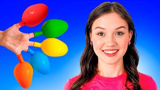Alex 和 Nastya 玩彩色气球 | Daddy finger Family with colored balloons CHI