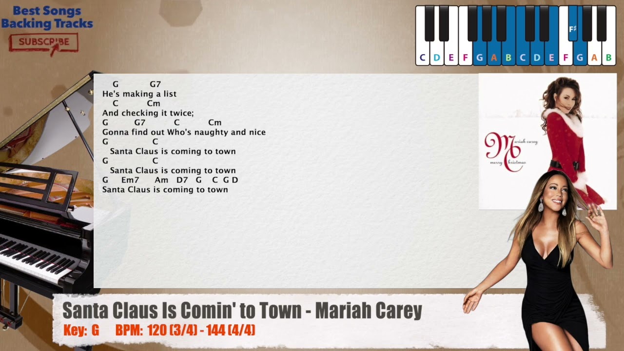 🎹 Santa Claus Is Comin' to Town - Mariah Carey Piano Backing Track with