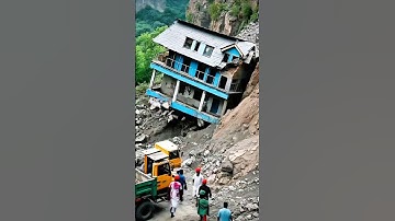 UNBELIEVABLE: Witness a Home Slide Off a Cliff! #shorts #disaster #fail #landslide #home