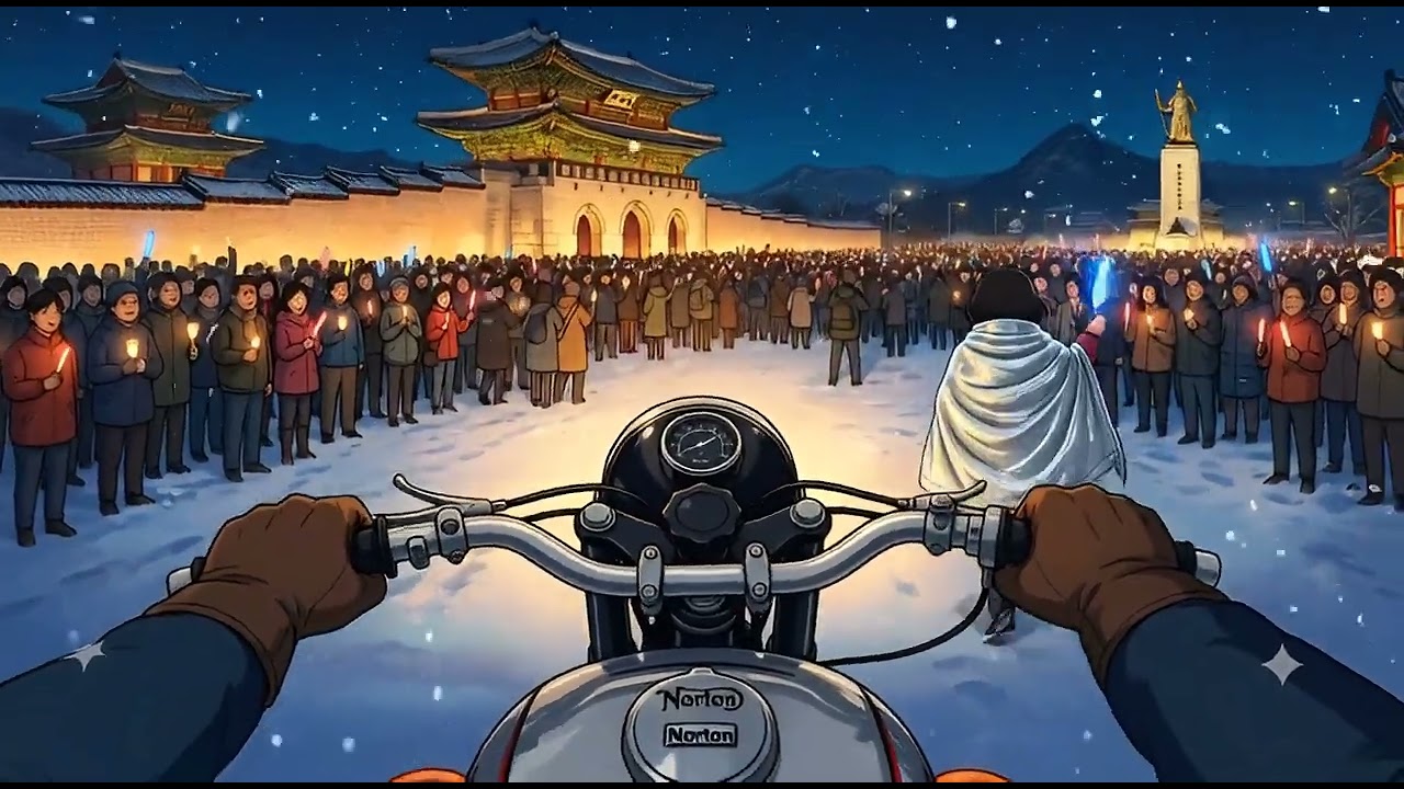 (2D Animation Style) Gwanghwamun Square, Seoul, South Korea