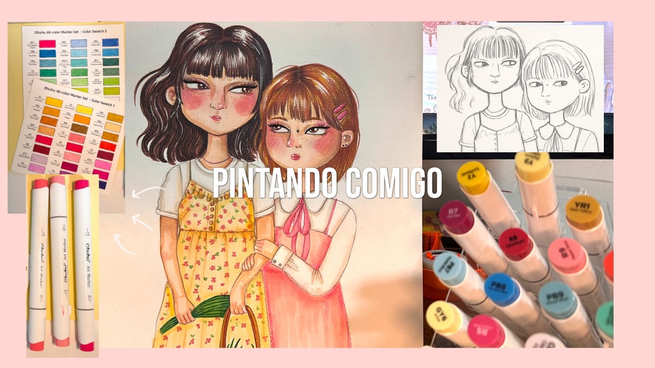 Pintando usando marcadores Ohuhu (ASMR)