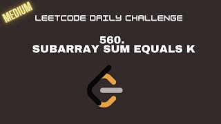 Leetcode 560. Subarray Sum Equals K || hashmap + prefix sum || Leetcode Daily Challenge