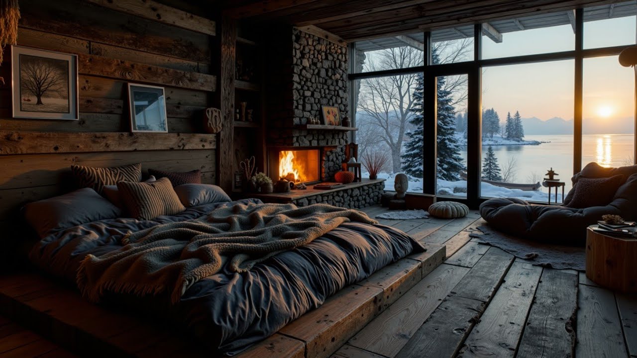 Cozy Winter Piano & Fireplace Ambiance ~ Relaxing Sleep Music for Deep ...