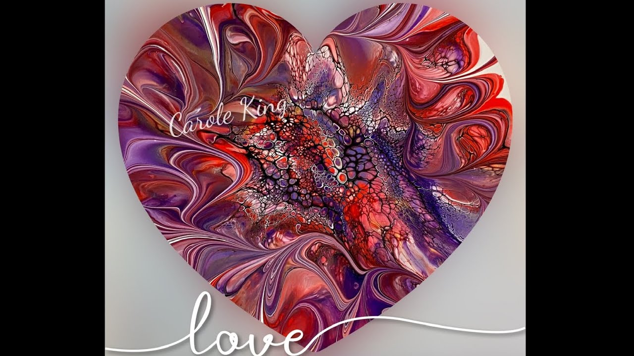 (1317) Awesome Modified Bloom Technique on a Heart, Acrylic Paint ...