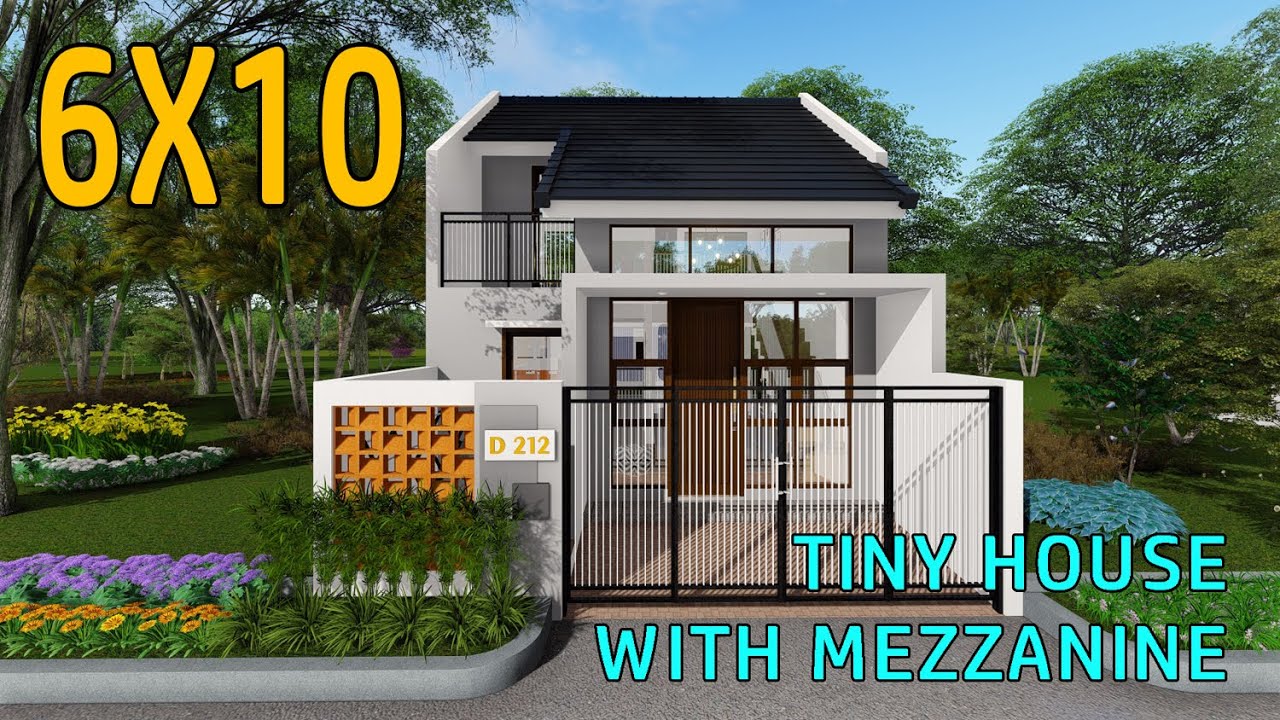 Desain Rumah Mungil Dengan Mezzanine 6X10 Meter