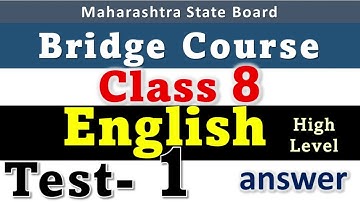 8th Bridge Course Class 8th English Test 1 English HL Setu  Std 8 HL English medium Test 2 3