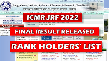 ICMR JRF 2022 RANK HOLDERS LIST