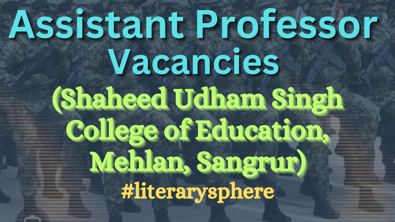 Job opportunity Assistant Professor permanent vacancies YouTube