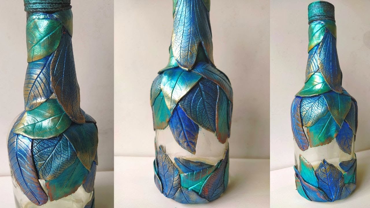 Bottle Art/ Altered Bottle using Clay/ Easy Bottle Decoration Ideas