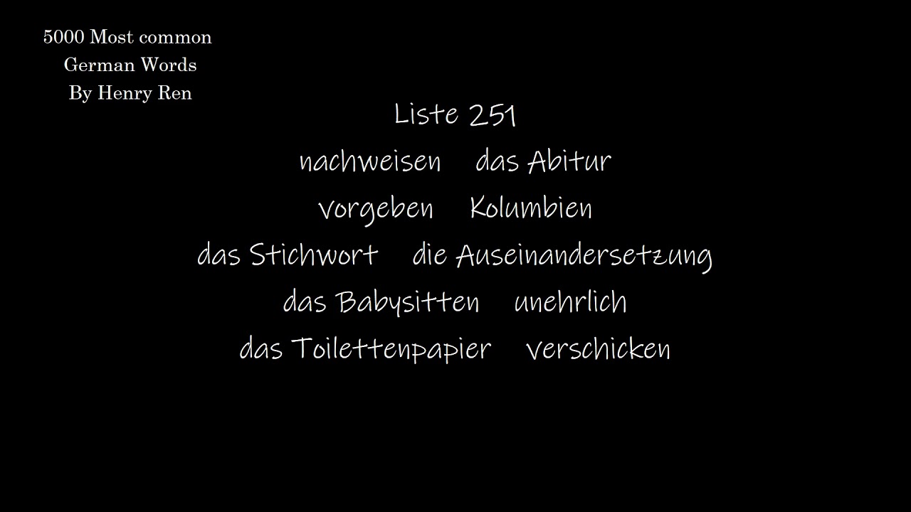 5000 Most common German words List 241-300 - YouTube
