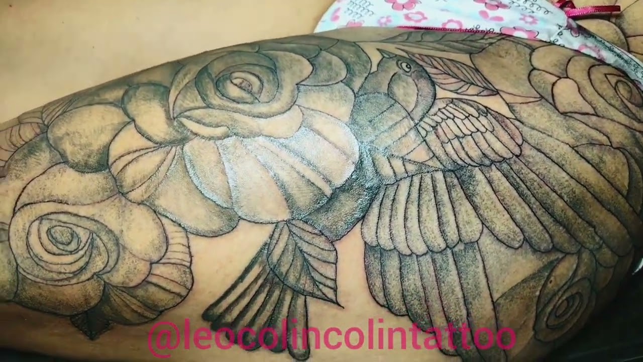 Floral bird tattoo Tattoo Rose tattoo Large Floral Tattoo