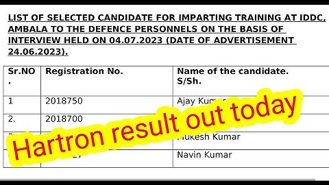 Hartron result out today, Hartron result declared now available