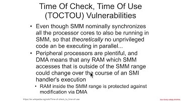 Arch4001 Intel Firmware Attack & Defense: 06 SMM 03 SMM Attacks 05 TOCTOU