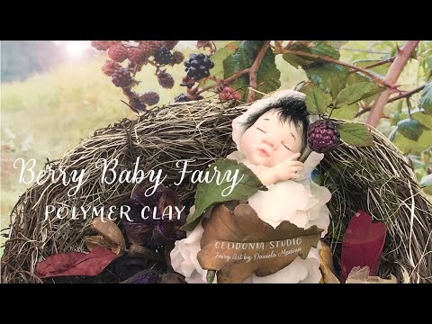 Berry Baby Fairy sculpted from polymer clay