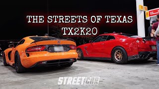 Street race of texas viper GT-R  turbo mustangs mclarens and more