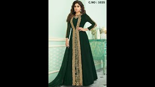 Green Anarkali Gown With Jacket Georgette Embroidered Gown #shorts screenshot 3