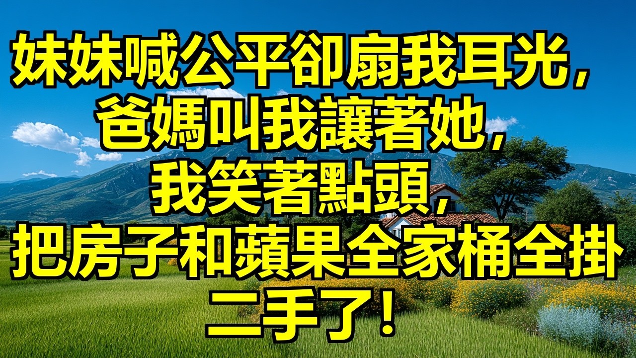 妹妹說要公平！我退稅多退400塊她就扇我耳光，爸媽讓我讓著她，我笑著點頭刪了贍養父母，轉身把蘋果全家桶和家裡的房子全掛上了二手網站！ #耳光逼退稅 #隱忍反擊 #二胎偏心