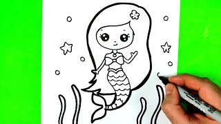 Kolay Çizimler Denizkızı Çizimi Sevimli Resim Çizimleri Çocuklar İçin Resim Çizme Ve Boyama Video