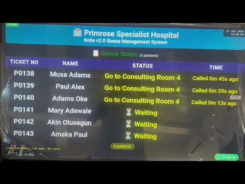 Koba Hospital Queue Management system for Abuja, lagos and Nigeria Hospital 