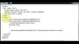 Javascript | event handling 'change div background' | CodeLearning Update