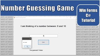 C# Tutorial - Create a number guessing game in Windows Form Application and Visual Studio screenshot 3