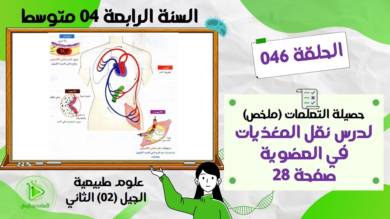 حصيلة التعلمات (ملخص) لدرس نقل المغذيات في العضوية صفحة 28 علوم طبيعية سنة 04 متوسط
