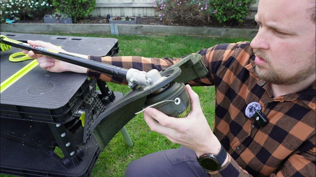 How to remove Ryobi line trimmer head and respool new line YouTube