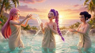 Kpop Demon Hunters Song: Slow Waves (MV) | Huntrix’s Relaxing Day Off at a Tropical Hot Spring 🌅 screenshot 1