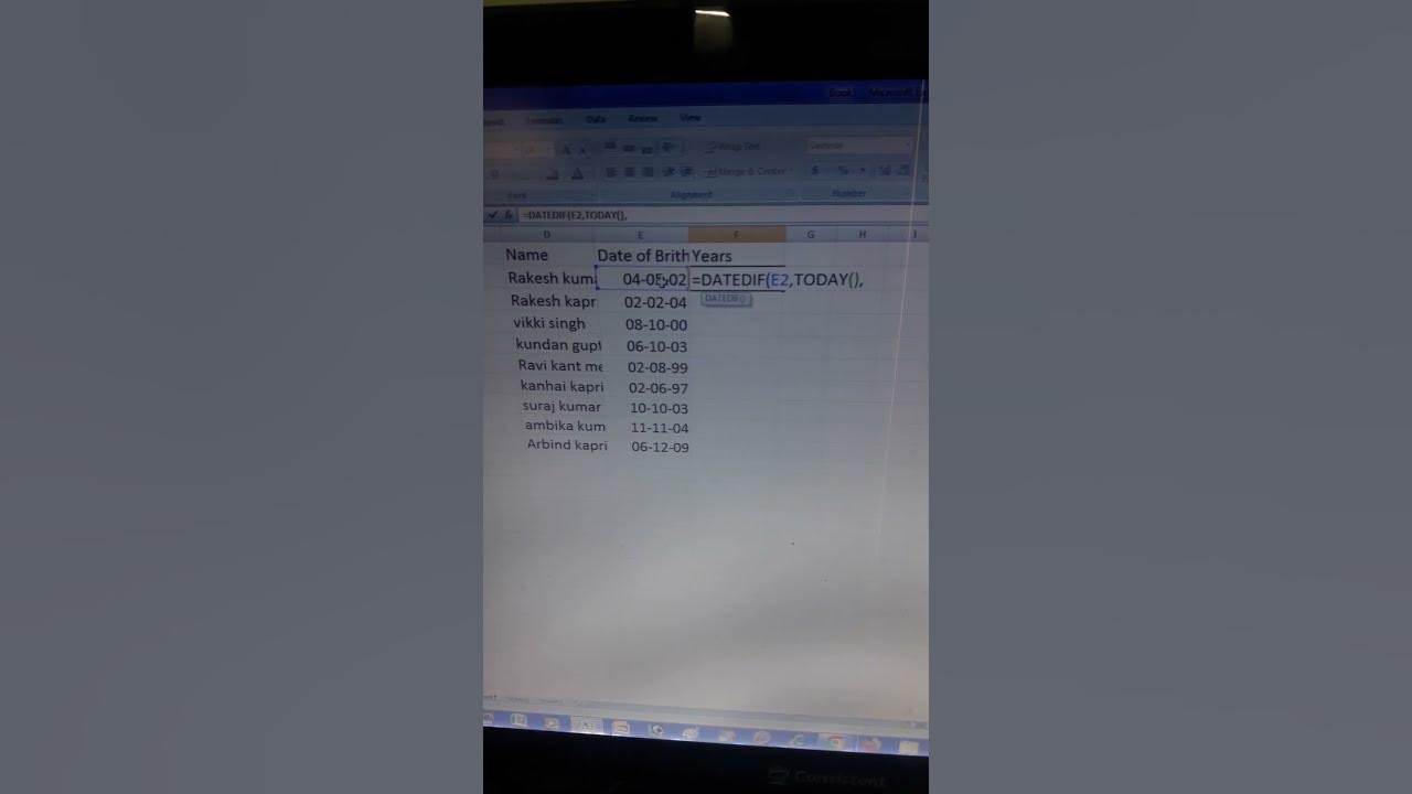 Excel me date ka formula kaise lagaye excel me dob counts kaise kre