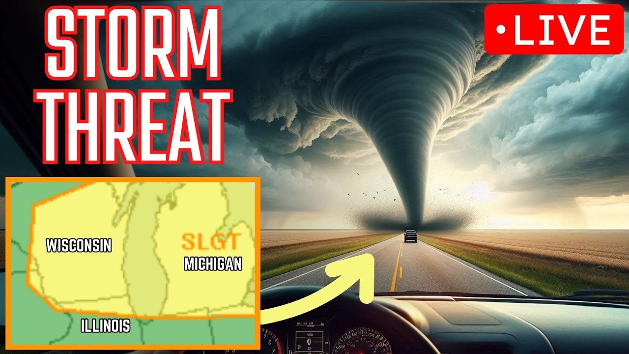 🔴 LIVE STORM CHASER IN WISCONSIN - Strong Winds, Large Hail and Tornado ...
