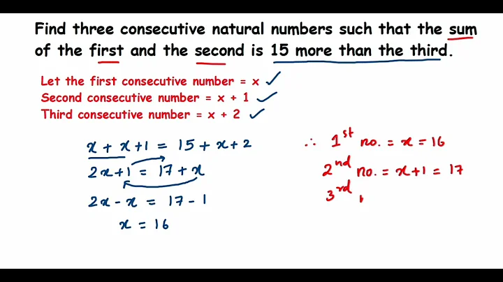 Find 3 consecutive natural number such that sum of the first and second is 15 more than the third