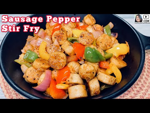 Sausage Pepper Stir Fry | Chicken Sausage Recipe | Sausage Salt & Pepper | Quick Starter Recipe
