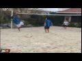 Ronaldinho scores stunning shark attack style volley on the sand 