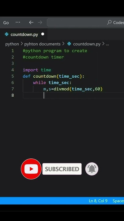 Python program to create countdown timer💖👌#shorts #python - YouTube