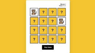 Jeu de mémoire avec HTML, CSS et JavaScript. Memory Game. Web Development. screenshot 5