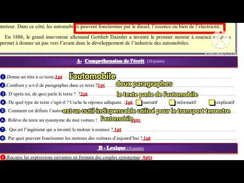 5AEP contrôle N1 semestre 2 الفرض الأول الدورة التانية اللغة الفرنسية الخامس إبتدائي