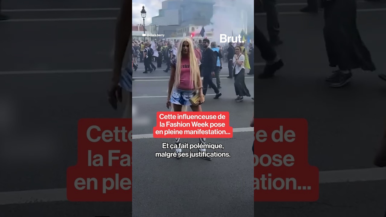 Cette influenceuse de la Fashion Week pose en pleine manifestation et ça fait polémique.