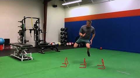 1-leg Medial/Lateral High Hurdle Hop Mini Bounce w/Stick