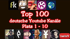 Top 100 deutsche Youtube Kanäle (Teil 1) Platz 1-10 - CanillaTV, Top 10 besten YouTuber deutschlands, Top 100 Most Subscribed YouTube Channels - September 2017, German TOP 100: Playlist 2018 Charts Aktuell (Top Lieder Germany), Top 10 - Größten Deutschen YouTuber 2017