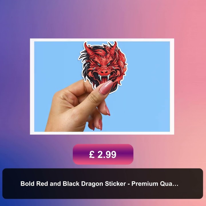 Bold Red and Black Dragon Sticker - Premium Quality, Waterproof, Fantasy Art, Laptop Decal, Car S...