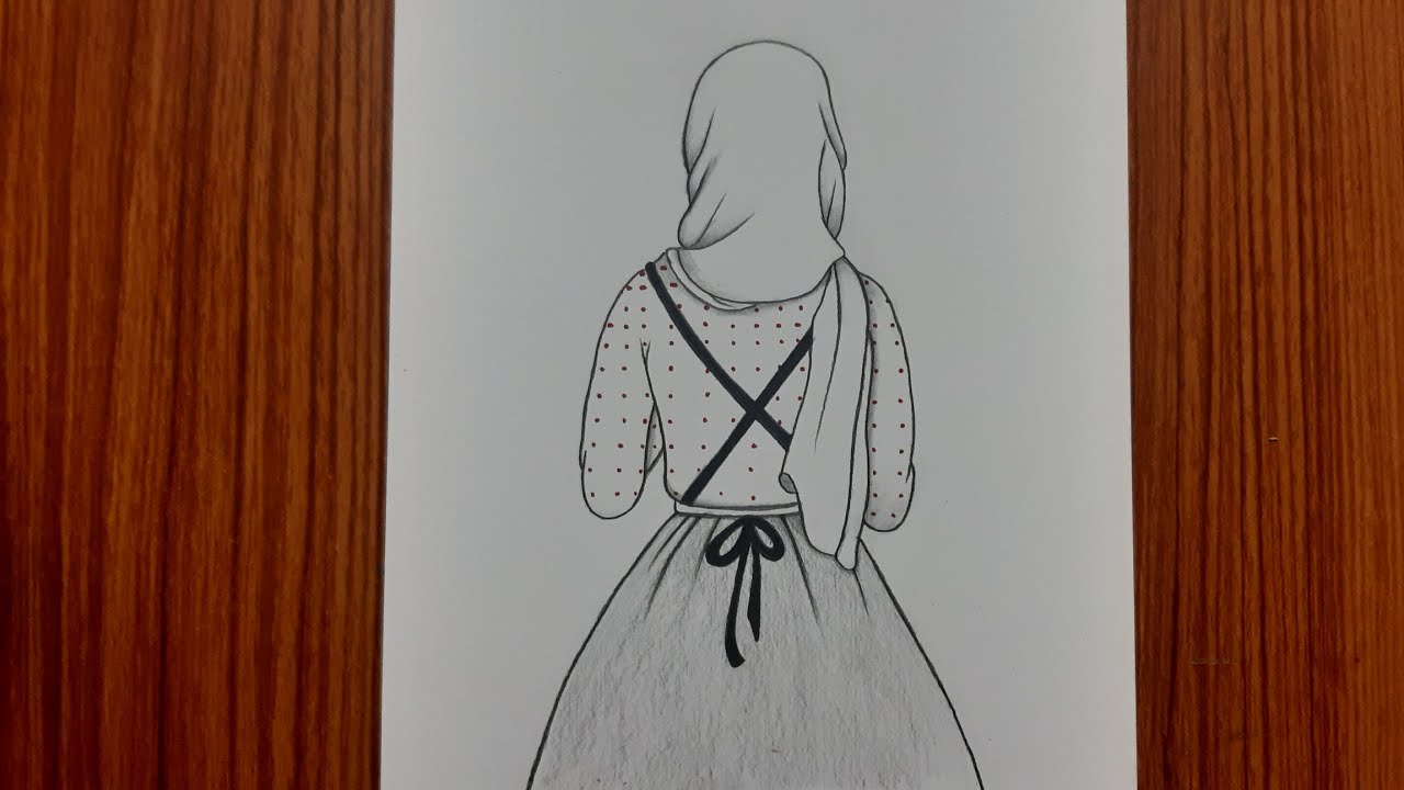 Muslim girl drawing with hijab easy - pencil sketch ...