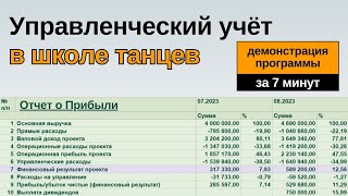 Управленческий учет в школе танцев. Демонстрация программы учета. За 7 минут!
