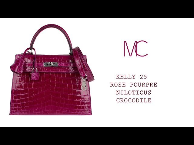 Hermes Kelly 25 Bag Sellier Rose Pourpre Crocodile Palladium Hardware –  Mightychic