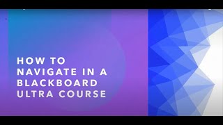 How to navigate in  a Blackboard Ultra course