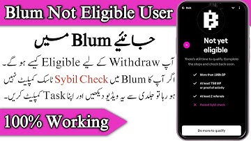 Blum Airdrop not Eligible | Blum Passed Sybil Check Task Complete Process | Blum New Update Today
