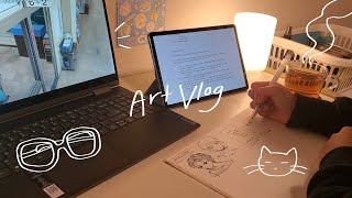 comic sketching, sticker designs, & cat illustration 🌧️ art vlog screenshot 2