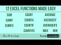 12 Excel FUNCTIONS Made Easy [SUM, SUMIF, COUNT, COUNTIF, MAX, MIN.....] | ExcelJunction.com