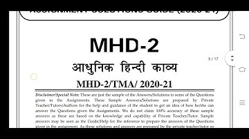 MHD 2 Ignou Solved Assignment 2020-21
